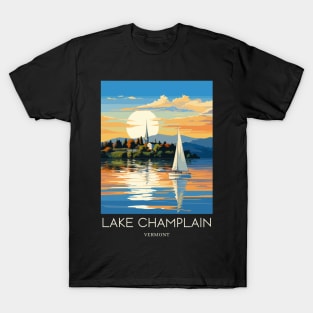 A Pop Art Travel Print of Lake Champlain - Vermont - US T-Shirt